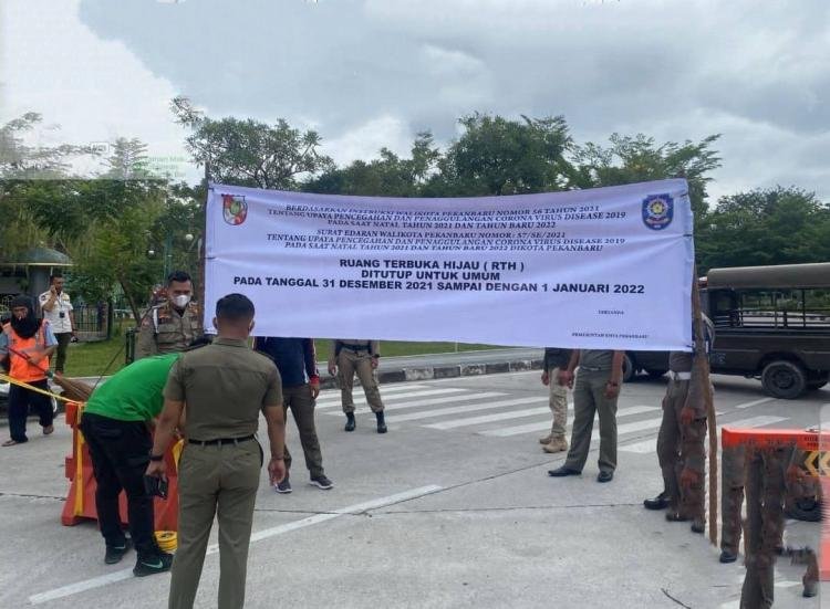 Malam Pergantian Tahun, Satpol PP Pekanbaru Tutup Ruang Terbuka Hijau
