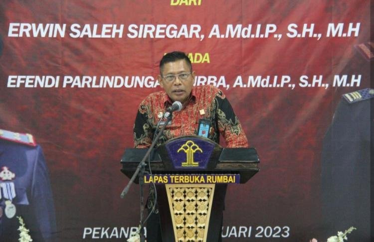 Efendi Purba Resmi Jabat Kepala Lapas Terbuka Rumbai