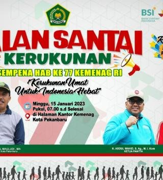 Besok, Kemenag Pekanbaru Gelar Jalan Santai Kerukunan