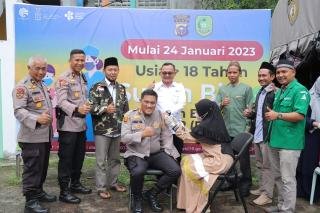 Bekerjasama dengan Diskes, Polres Meranti dan GP Ansor Laksanakan Vaksinasi Booster Kedua
