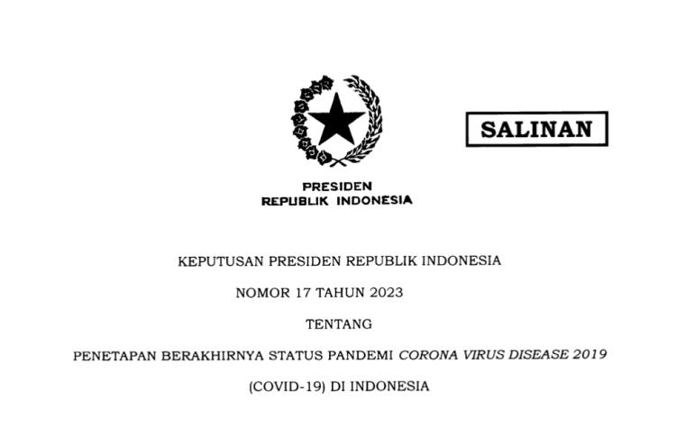 Inilah Keppres Penetapan Berakhirnya Status Pandemi COVID-19 di Indonesia