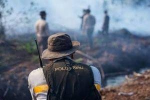 57 Personel Brimob Riau Berhasil Padamkan Karhutla di Rokan Hilir