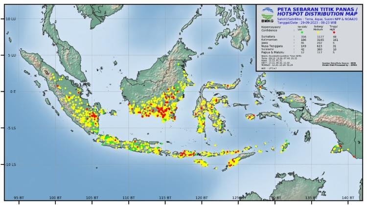 BMKG: 1.492 Titik Panas Terdeteksi di Sumatera, Terbanyak Sumsel 1.117