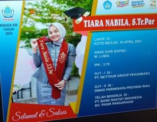 Beasiswa KIP Kuliah Tepat Sasaran, Tiara Nabilla Lulusan Terbaik Wisuda ke-13 STP Riau