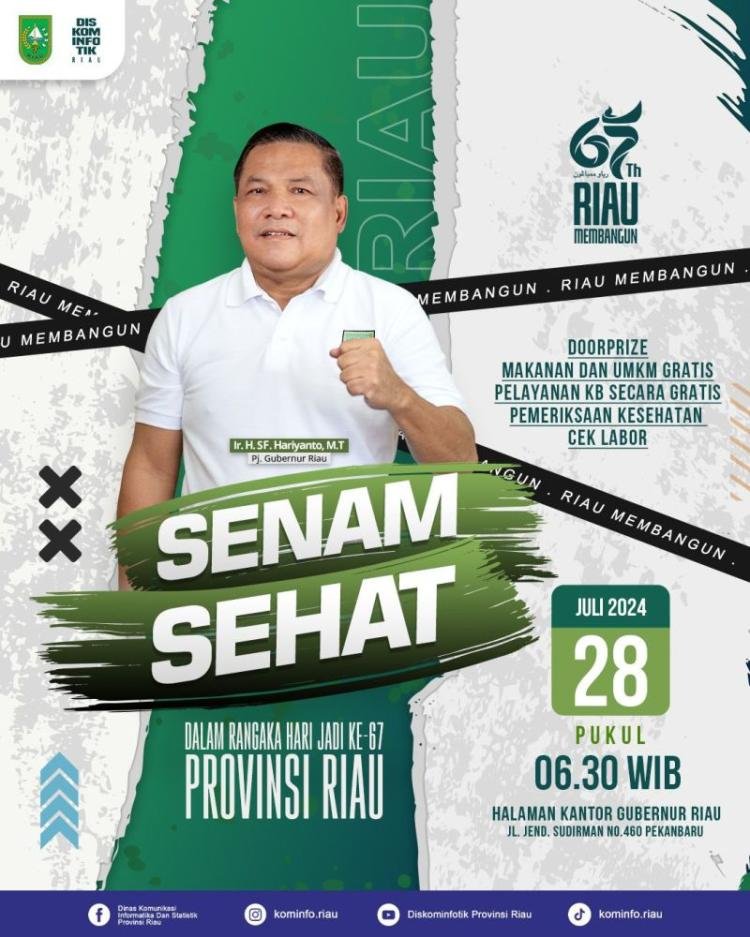 Sempena HUT ke-67 Provinsi Riau, Pemprov Riau Adakan Senam Sehat