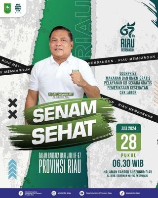 Sempena HUT ke-67 Provinsi Riau, Pemprov Riau Adakan Senam Sehat