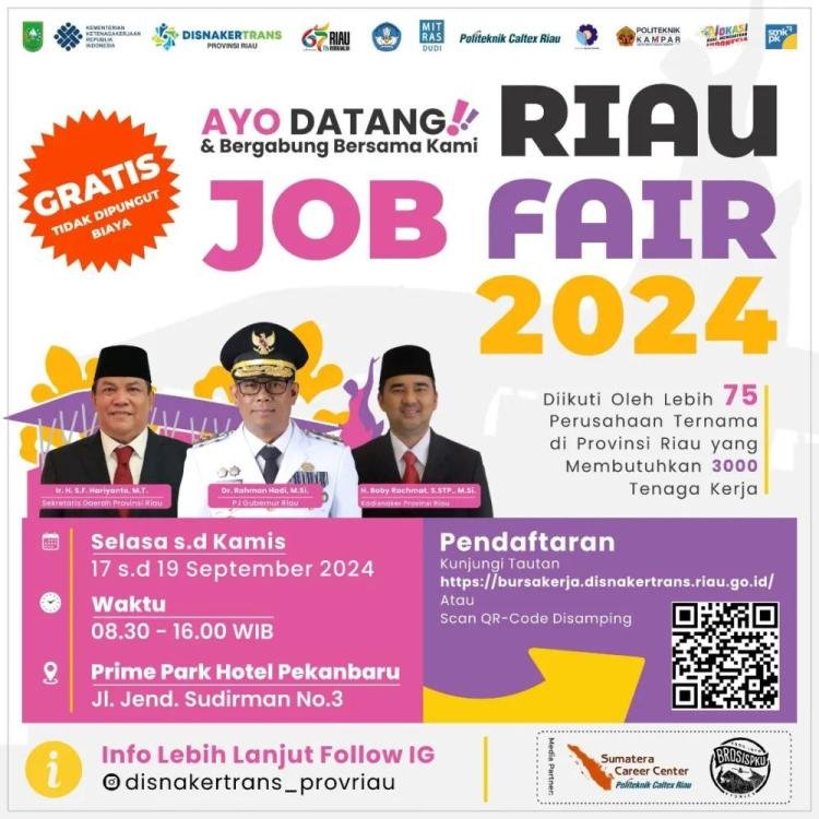 Ada 3.000 Lowongan Kerja di Riau Job Fair 2024, Berikut Daftar Perusahaannya