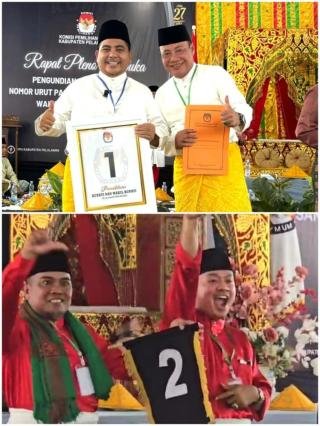 Pilkada Pelalawan 2024: Nasaruddin-Abu Bakar Nomor Urut 1, Zukri-Husni Thamrin Nomor Urut 2