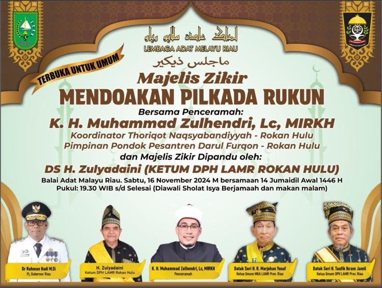 LAM Riau Gelar Majelis Zikir Doakan Pilkada Rukun