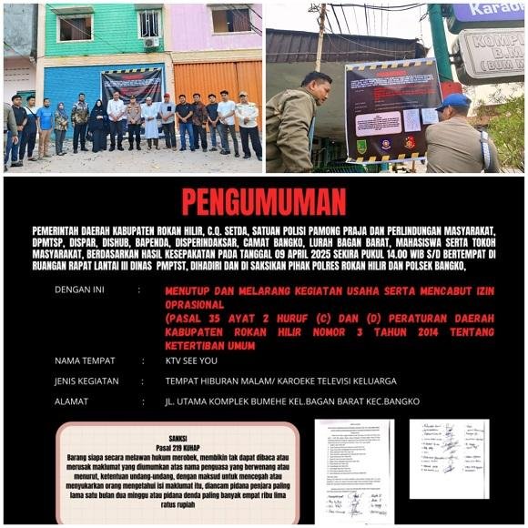 Bupati Rohil Bistamam Tegaskan Komitmen Tertibkan Bagansiapiapi, KTV See You Disegel