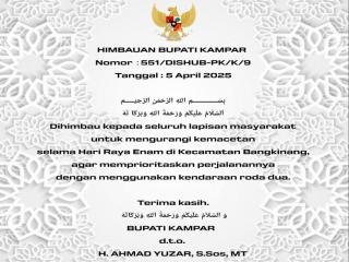 Untuk Kelancaran dan Kenyamanan Pelaksanaan Hari Ayo Onam ini Himbauan Bupati Kampar